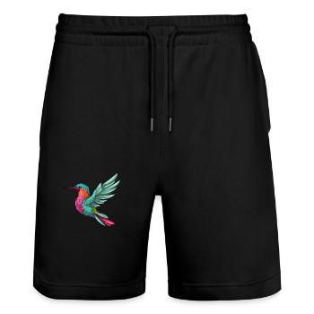 Colibri mignon dessin animé kawaii aquarelle Animal - Short de jogging bio TRAINER Stanley/Stella unisexe - noir - Devant - Nik (191cm) & Marisol (170cm)