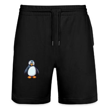Pinguin Niedliche Karikatur Kawaii Aquarell Tier Haustier - Stanley/Stella Unisex Bio Joggingshorts Trainer  - Schwarz - Vorne - Nik (191cm) & Marisol (170cm)