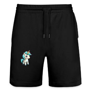 Unicorn Cute Cartoon Kawaii Watercolor Animal Pet - Stanley/Stella Trainer Unisex Organic Jogging Shorts - black - Front - Nik (191cm) & Marisol (170cm)