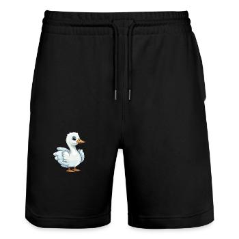 Oie mignon dessin animé kawaii aquarelle animal animal de compagnie - Short de jogging bio TRAINER Stanley/Stella unisexe - noir - Devant - Nik (191cm) & Marisol (170cm)
