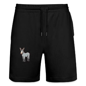 Esel niedliche Karikatur Kawaii Aquarell Tier Haustier - Stanley/Stella Unisex Bio Joggingshorts Trainer  - Schwarz - Vorne - Nik (191cm) & Marisol (170cm)