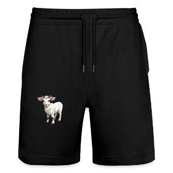 Chèvre mignon dessin animé kawaii aquarelle Animal de compagnie - Short de jogging bio TRAINER Stanley/Stella unisexe - noir - Devant - Nik (191cm) & Marisol (170cm)