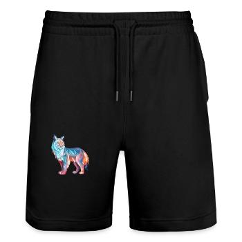 Luchs Buntes Aquarell Cartoon Kawaii Tier - Stanley/Stella Unisex Bio Joggingshorts Trainer  - Schwarz - Vorne - Nik (191cm) & Marisol (170cm)