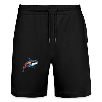 Orca Colorful Watercolor Cartoon Kawaii Animal - Stanley/Stella Trainer Unisex Organic Jogging Shorts - black - Front - Nik (191cm) & Marisol (170cm)