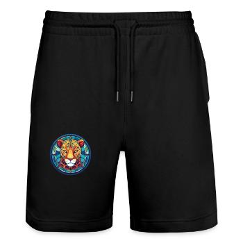 Jaguar Buntes Glas Bunte Karikatur Kawaii Anima - Stanley/Stella Unisex Bio Joggingshorts Trainer  - Schwarz - Vorne - Nik (191cm) & Marisol (170cm)