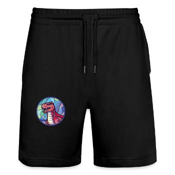 Dinosaurier Buntes Glas Bunte Karikatur Kawaii Ani - Stanley/Stella Unisex Bio Joggingshorts Trainer  - Schwarz - Vorne - Nik (191cm) & Marisol (170cm)