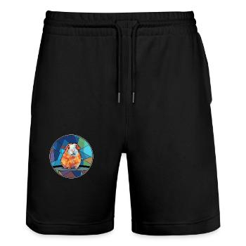 Guinea Pig Stained Glass Colorful Cartoon Kawaii A - Stanley/Stella Trainer Unisex Organic Jogging Shorts - black - Front - Nik (191cm) & Marisol (170cm)