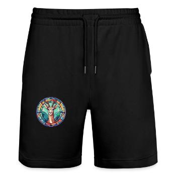 Impala Buntglas Bunte Karikatur Kawaii Anima - Stanley/Stella Unisex Bio Joggingshorts Trainer  - Schwarz - Vorne - Nik (191cm) & Marisol (170cm)