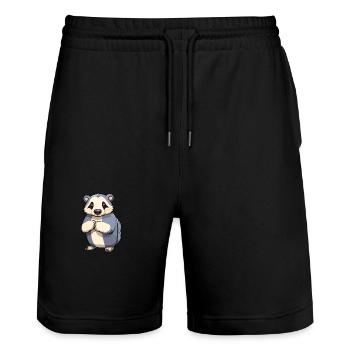 Blaireau Mignon Dessin Animé Kawaii Aquarelle Animal Animal De Compagnie - Short de jogging bio TRAINER Stanley/Stella unisexe - noir - Devant - Nik (191cm) & Marisol (170cm)