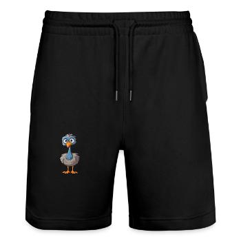 Emu Cute Cartoon Kawaii Watercolor Animal Pet - Stanley/Stella Trainer Unisex Organic Jogging Shorts - black - Front - Nik (191cm) & Marisol (170cm)