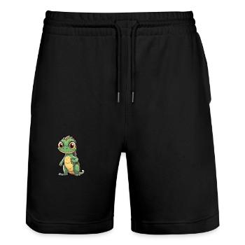 Iguana Cute Cartoon Kawaii Watercolor Animal Pet - Stanley/Stella Trainer Unisex Organic Jogging Shorts - black - Front - Nik (191cm) & Marisol (170cm)