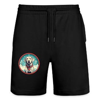 Labrador Retriever Hund Weihnachten, Liebe Hunde - Stanley/Stella Unisex Bio Joggingshorts Trainer  - Schwarz - Vorne - Nik (191cm) & Marisol (170cm)