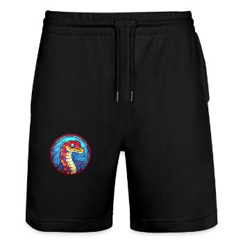 Serpent vitrail coloré dessin animé Kawaii Animal - Short de jogging bio TRAINER Stanley/Stella unisexe - noir - Devant - Nik (191cm) & Marisol (170cm)