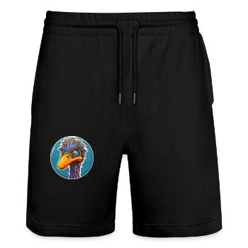 Emu Stained Glass Colorful Cartoon Kawaii Animal - Stanley/Stella Trainer Unisex Organic Jogging Shorts - black - Front - Nik (191cm) & Marisol (170cm)