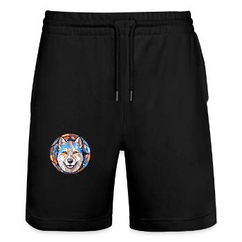 Husky chien vitrail coloré dessin animé Kawaii An - Short de jogging bio TRAINER Stanley/Stella unisexe - noir - Devant - Nik (191cm) & Marisol (170cm)