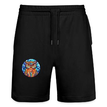 Eule Buntglas Bunte Karikatur Kawaii Tier - Stanley/Stella Unisex Bio Joggingshorts Trainer  - Schwarz - Vorne - Nik (191cm) & Marisol (170cm)