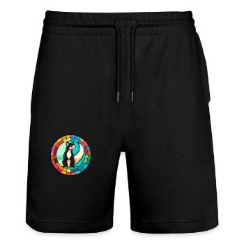 Stinktierglas bunte Karikatur Kawaii Tier - Stanley/Stella Unisex Bio Joggingshorts Trainer  - Schwarz - Vorne - Nik (191cm) & Marisol (170cm)