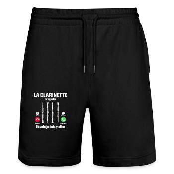 la clarinette m'appelle idée cadeau clarinettiste - Short de jogging bio TRAINER Stanley/Stella unisexe - noir - Devant - Nik (191cm) & Marisol (170cm)