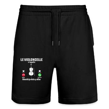Le violoncelle m'appelle Cadeau violoncelliste - Short de jogging bio TRAINER Stanley/Stella unisexe - noir - Devant - Nik (191cm) & Marisol (170cm)
