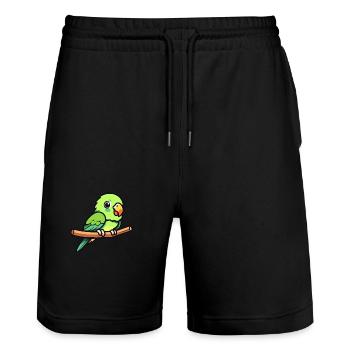 Papagei Niedlich Glücklich Kawaii Cartoon Clipart Tier - Stanley/Stella Unisex Bio Joggingshorts Trainer  - Schwarz - Vorne - Nik (191cm) & Marisol (170cm)