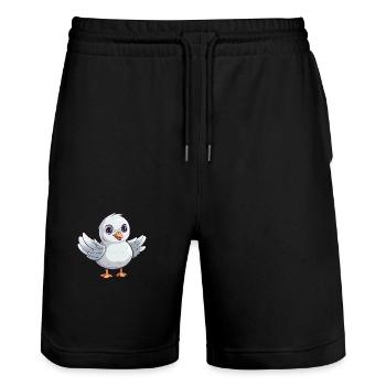 Seagull Cute Happy Kawaii Cartoon Clipart Animal - Stanley/Stella Trainer Unisex Organic Jogging Shorts - black - Front - Nik (191cm) & Marisol (170cm)