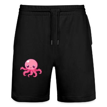 Oktopus Niedlich Glücklich Kawaii Cartoon Clipart Tier - Stanley/Stella Unisex Bio Joggingshorts Trainer  - Schwarz - Vorne - Nik (191cm) & Marisol (170cm)