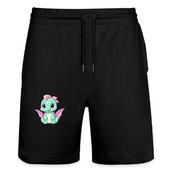 Dragon Cute Happy Kawaii Cartoon Clipart Animal - Stanley/Stella Trainer Unisex Organic Jogging Shorts - black - Front - Nik (191cm) & Marisol (170cm)