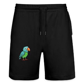 Papagei Niedlich Glücklich Kawaii Cartoon Clipart Tier - Stanley/Stella Unisex Bio Joggingshorts Trainer  - Schwarz - Vorne - Nik (191cm) & Marisol (170cm)