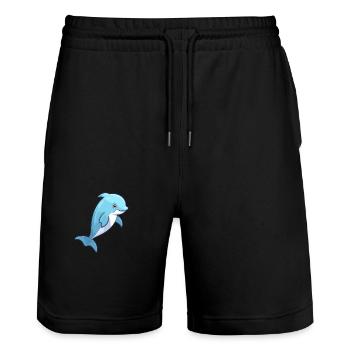 Delfin Niedlich Glücklich Kawaii Cartoon Clipart Tier - Stanley/Stella Unisex Bio Joggingshorts Trainer  - Schwarz - Vorne - Nik (191cm) & Marisol (170cm)