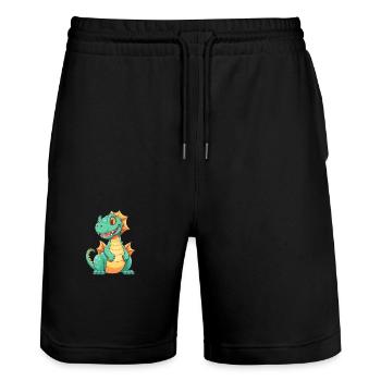 Dragon Cute Happy Kawaii Cartoon Clipart Animal - Stanley/Stella Trainer Unisex Organic Jogging Shorts - black - Front - Nik (191cm) & Marisol (170cm)