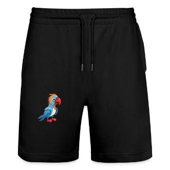 Papagei Niedlich Glücklich Kawaii Cartoon Clipart Tier - Stanley/Stella Unisex Bio Joggingshorts Trainer  - Schwarz - Vorne - Nik (191cm) & Marisol (170cm)