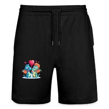 Dragons Kawaii Cartoon Pet Playing With Balloons - Stanley/Stella Trainer Unisex Organic Jogging Shorts - black - Front - Nik (191cm) & Marisol (170cm)