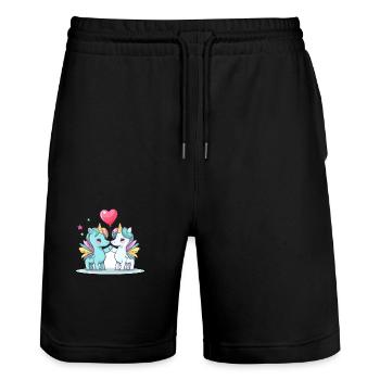 Licornes Kawaii Cartoon Pet Jouant Avec Des Ballons - Short de jogging bio TRAINER Stanley/Stella unisexe - noir - Devant - Nik (191cm) & Marisol (170cm)