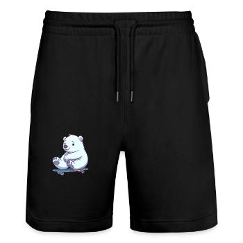 Drôle Ours Polaire Kawaii Cartoon Pet Jouer Skateb - Short de jogging bio TRAINER Stanley/Stella unisexe - noir - Devant - Nik (191cm) & Marisol (170cm)