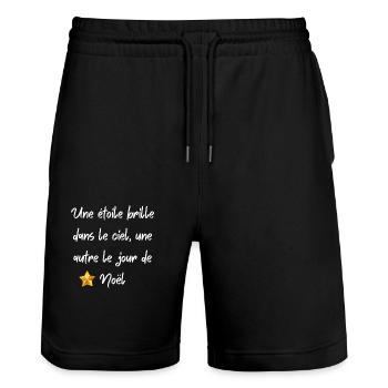 Une étoile brille dans le ciel, une autre le jour - Short de jogging bio TRAINER Stanley/Stella unisexe - noir - Devant - Nik (191cm) & Marisol (170cm)