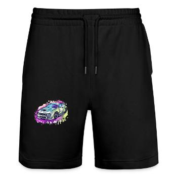 Auto - Illustration - Stanley/Stella Unisex Bio Joggingshorts Trainer  - Schwarz - Vorne - Nik (191cm) & Marisol (170cm)