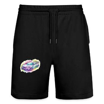 Auto - Illustration - Stanley/Stella Unisex Bio Joggingshorts Trainer  - Schwarz - Vorne - Nik (191cm) & Marisol (170cm)