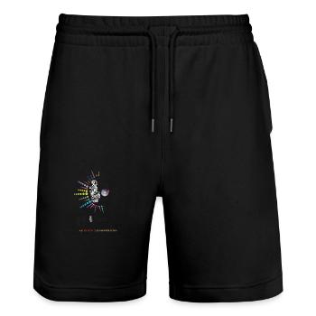 we care - Stanley/Stella Trainer Unisex Organic Jogging Shorts - black - Front - Nik (191cm) & Marisol (170cm)