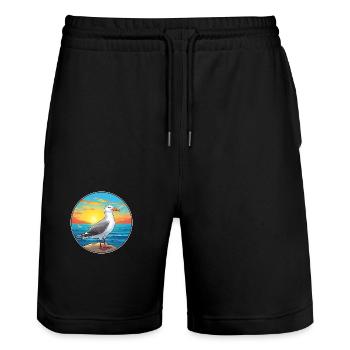 Seagull Colorful Watercolor Cartoon Kawaii Animal - Stanley/Stella Trainer Unisex Organic Jogging Shorts - black - Front - Nik (191cm) & Marisol (170cm)