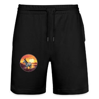 Donkey Colorful Watercolor Cartoon Kawaii Animal - Stanley/Stella Trainer Unisex Organic Jogging Shorts - black - Front - Nik (191cm) & Marisol (170cm)