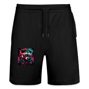 Cyberraton laveur - Short de jogging bio TRAINER Stanley/Stella unisexe - noir - Devant - Nik (191cm) & Marisol (170cm)