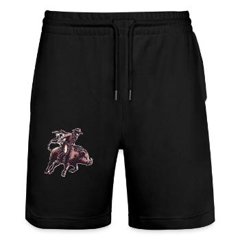 Boar Cowboy - Stanley/Stella Unisex Bio Joggingshorts Trainer  - Schwarz - Vorne - Nik (191cm) & Marisol (170cm)