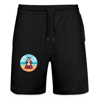 Blaireau Cartoon Yoga Plage Illustration D’été - Short de jogging bio TRAINER Stanley/Stella unisexe - noir - Devant - Nik (191cm) & Marisol (170cm)