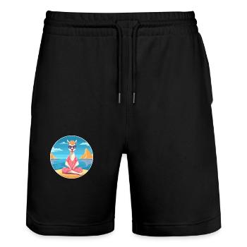 Lama Cartoon Yoga Strand Sommer Illustration - Stanley/Stella Unisex Bio Joggingshorts Trainer  - Schwarz - Vorne - Nik (191cm) & Marisol (170cm)