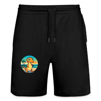 Eidechse Lustige Karikatur Kawaii Strand Illustration - Stanley/Stella Unisex Bio Joggingshorts Trainer  - Schwarz - Vorne - Nik (191cm) & Marisol (170cm)