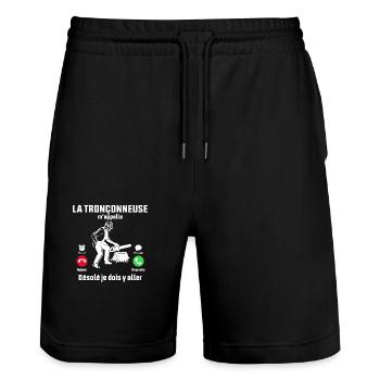 la tronçonneuse m'appelle désolé je dois y aller - Short de jogging bio TRAINER Stanley/Stella unisexe - noir - Devant - Nik (191cm) & Marisol (170cm)