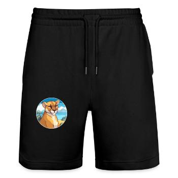 Aquarell Cartoon Kawaii Clipart Tier - Stanley/Stella Unisex Bio Joggingshorts Trainer  - Schwarz - Vorne - Nik (191cm) & Marisol (170cm)