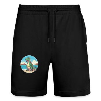 Dinosaurier Aquarell Cartoon Kawaii Clipart Tier - Stanley/Stella Unisex Bio Joggingshorts Trainer  - Schwarz - Vorne - Nik (191cm) & Marisol (170cm)