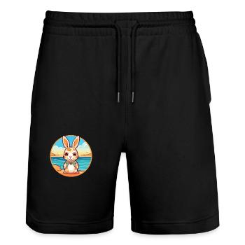 Hase Aquarell Cartoon Kawaii Clipart Tier - Stanley/Stella Unisex Bio Joggingshorts Trainer  - Schwarz - Vorne - Nik (191cm) & Marisol (170cm)