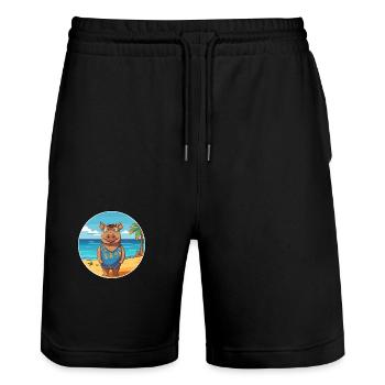 Boar Watercolor Cartoon Kawaii Clipart Animal - Stanley/Stella Trainer Unisex Organic Jogging Shorts - black - Front - Nik (191cm) & Marisol (170cm)